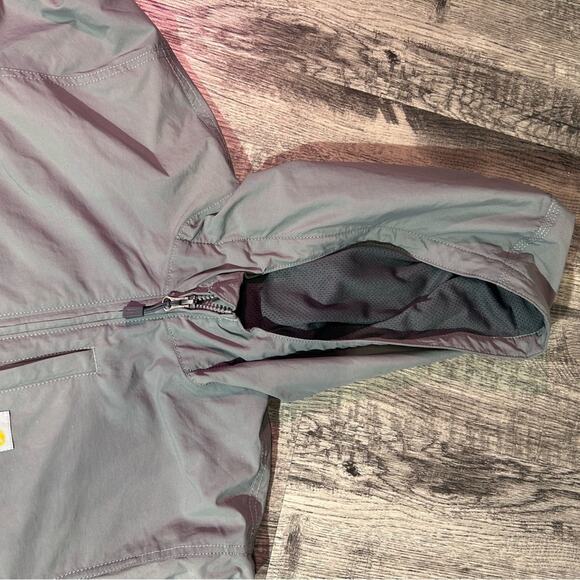 Carhartt Gray Hooded RainCoat Waterproof Jacket Men’s Small Women’s Medium - Picture 5 of 12